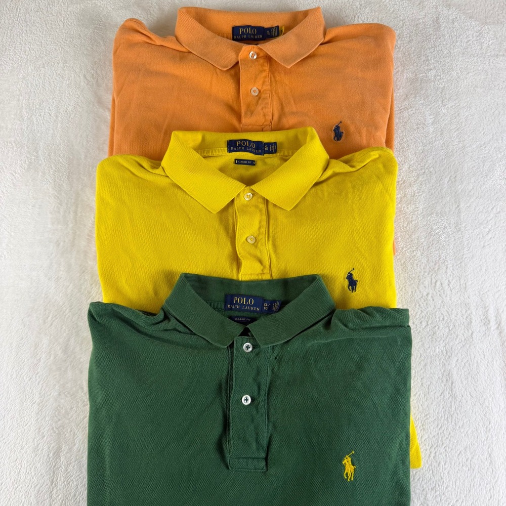 Lot of 3 Polo Ralph Lauren Polo Shirts Mens XL Classic Fit Multicolor